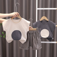 Load image into Gallery viewer, 2 Pieces Set Baby Kid Boys Color-blocking T-Shirts And Striped Shorts Wholesale 230224106
