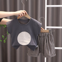 Load image into Gallery viewer, 2 Pieces Set Baby Kid Boys Color-blocking T-Shirts And Striped Shorts Wholesale 230224106
