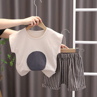Load image into Gallery viewer, 2 Pieces Set Baby Kid Boys Color-blocking T-Shirts And Striped Shorts Wholesale 230224106
