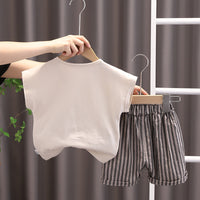 Load image into Gallery viewer, 2 Pieces Set Baby Kid Boys Color-blocking T-Shirts And Striped Shorts Wholesale 230224106
