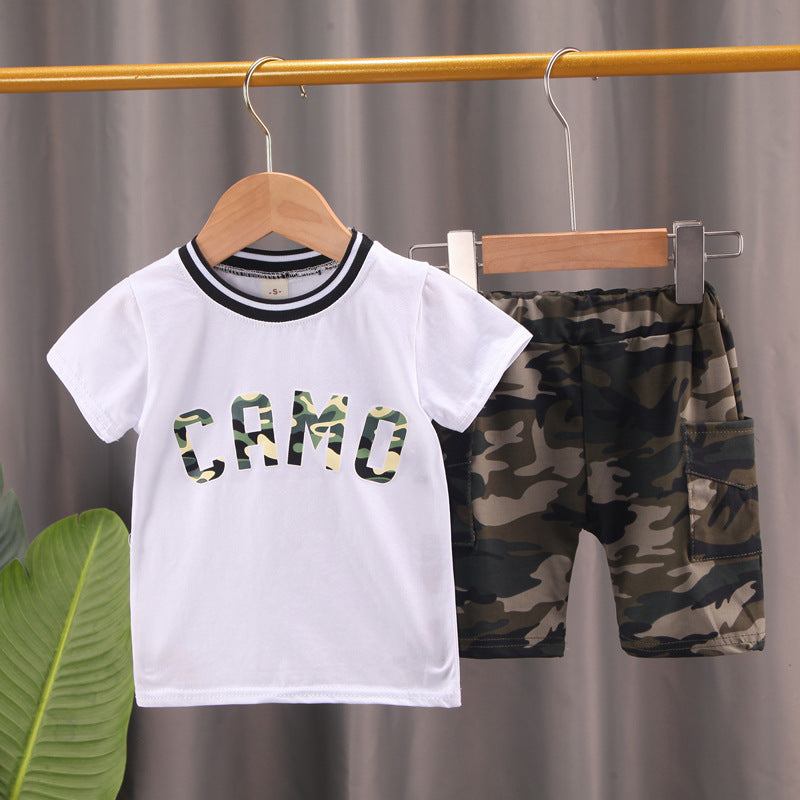 2 Pieces Set Baby Kid Boys Letters And Camo Shorts Wholesale 230224112