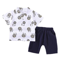 Load image into Gallery viewer, 2 Pieces Set Baby Kid Boys Animals Cartoon Print Polo Shirts And Solid Color Shorts Wholesale 230224114
