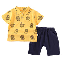 Load image into Gallery viewer, 2 Pieces Set Baby Kid Boys Animals Cartoon Print Polo Shirts And Solid Color Shorts Wholesale 230224114

