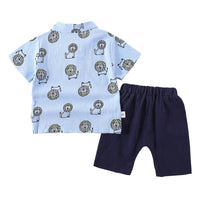 Load image into Gallery viewer, 2 Pieces Set Baby Kid Boys Animals Cartoon Print Polo Shirts And Solid Color Shorts Wholesale 230224114
