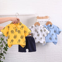 Load image into Gallery viewer, 2 Pieces Set Baby Kid Boys Animals Cartoon Print Polo Shirts And Solid Color Shorts Wholesale 230224114
