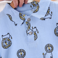 Load image into Gallery viewer, 2 Pieces Set Baby Kid Boys Animals Cartoon Print Polo Shirts And Solid Color Shorts Wholesale 230224114
