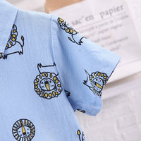 Load image into Gallery viewer, 2 Pieces Set Baby Kid Boys Animals Cartoon Print Polo Shirts And Solid Color Shorts Wholesale 230224114
