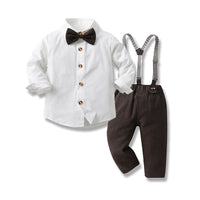 Load image into Gallery viewer, 3 Pieces Set Baby Kid Boys Solid Color Bow Shirts And Checked Vests Waistcoats And Pants Suits Wholesale 230224115
