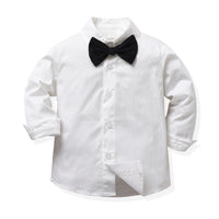 Load image into Gallery viewer, 3 Pieces Set Baby Kid Boys Solid Color Bow Shirts And Checked Vests Waistcoats And Pants Suits Wholesale 230224115
