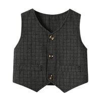 Load image into Gallery viewer, 3 Pieces Set Baby Kid Boys Solid Color Bow Shirts And Checked Vests Waistcoats And Pants Suits Wholesale 230224115

