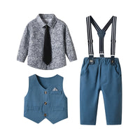 Load image into Gallery viewer, 3 Pieces Set Baby Kid Boys Flower Bow Print Shirts And Solid Color Vests Waistcoats And Pants Suits Wholesale 230224117
