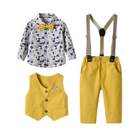Load image into Gallery viewer, 3 Pieces Set Baby Kid Boys Flower Bow Print Shirts And Solid Color Vests Waistcoats And Pants Suits Wholesale 230224117
