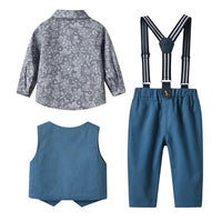 Load image into Gallery viewer, 3 Pieces Set Baby Kid Boys Flower Bow Print Shirts And Solid Color Vests Waistcoats And Pants Suits Wholesale 230224117
