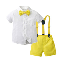 Load image into Gallery viewer, 2 Pieces Set Baby Kid Boys Dressy Bow Shirts And Solid Color Rompers Wholesale 230224125
