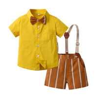 Load image into Gallery viewer, 2 Pieces Set Baby Kid Boys Dressy Bow Shirts And Solid Color Rompers Wholesale 230224125
