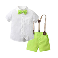 Load image into Gallery viewer, 2 Pieces Set Baby Kid Boys Dressy Bow Shirts And Solid Color Rompers Wholesale 230224125
