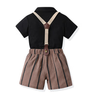 Load image into Gallery viewer, 2 Pieces Set Baby Kid Boys Dressy Bow Shirts And Solid Color Rompers Wholesale 230224125
