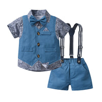 Load image into Gallery viewer, 3 Pieces Set Baby Kid Boys Dressy Flower Bow Print Shirts Solid Color Vests Waistcoats And Rompers Wholesale 230224128
