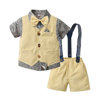 Load image into Gallery viewer, 3 Pieces Set Baby Kid Boys Dressy Flower Bow Print Shirts Solid Color Vests Waistcoats And Rompers Wholesale 230224128
