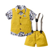 Load image into Gallery viewer, 3 Pieces Set Baby Kid Boys Dressy Flower Bow Print Shirts Solid Color Vests Waistcoats And Rompers Wholesale 230224128
