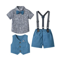 Load image into Gallery viewer, 3 Pieces Set Baby Kid Boys Birthday Party Bow Shirts Solid Color Vests Waistcoats And Striped Rompers Wholesale 230224135
