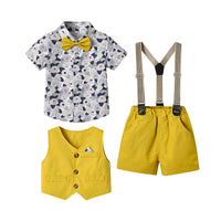 Load image into Gallery viewer, 3 Pieces Set Baby Kid Boys Birthday Party Bow Shirts Solid Color Vests Waistcoats And Striped Rompers Wholesale 230224135

