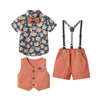 Load image into Gallery viewer, 3 Pieces Set Baby Kid Boys Birthday Party Bow Shirts Solid Color Vests Waistcoats And Striped Rompers Wholesale 230224135
