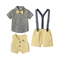 Load image into Gallery viewer, 3 Pieces Set Baby Kid Boys Birthday Party Bow Shirts Solid Color Vests Waistcoats And Striped Rompers Wholesale 230224135
