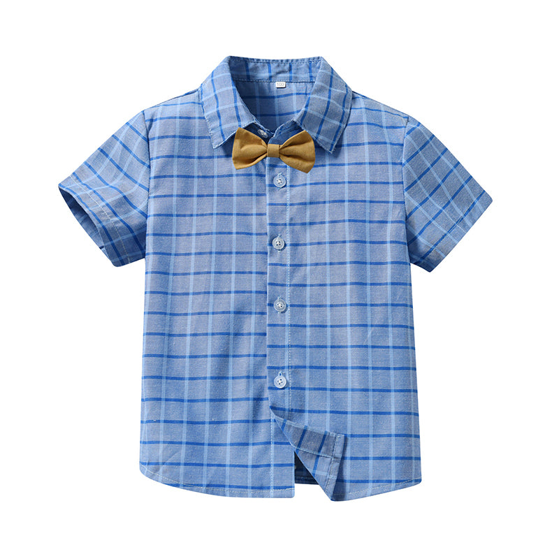 Baby Kid Boys Checked Bow Shirts Wholesale 230224136