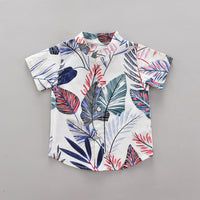 Load image into Gallery viewer, 2 Pieces Set Baby Kid Boys Flower Plant Print Shirts And Solid Color Shorts Wholesale 23022414
