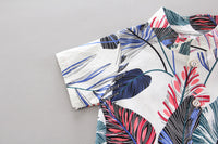 Load image into Gallery viewer, 2 Pieces Set Baby Kid Boys Flower Plant Print Shirts And Solid Color Shorts Wholesale 23022414
