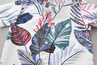 Load image into Gallery viewer, 2 Pieces Set Baby Kid Boys Flower Plant Print Shirts And Solid Color Shorts Wholesale 23022414
