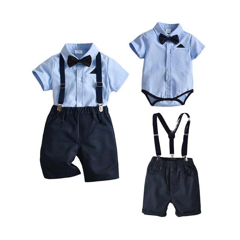 2 Pieces Set Baby Boys Bow Rompers And Striped Rompers Wholesale 230224140