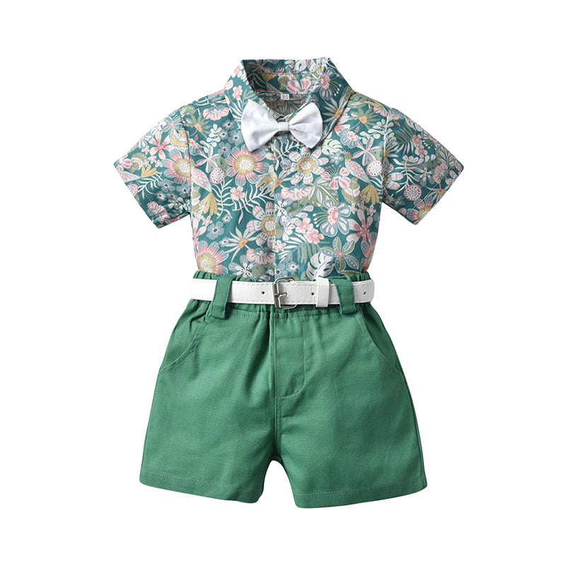 2 Pieces Set Baby Kid Boys Bow Shirts And Solid Color Shorts Wholesale 230224147