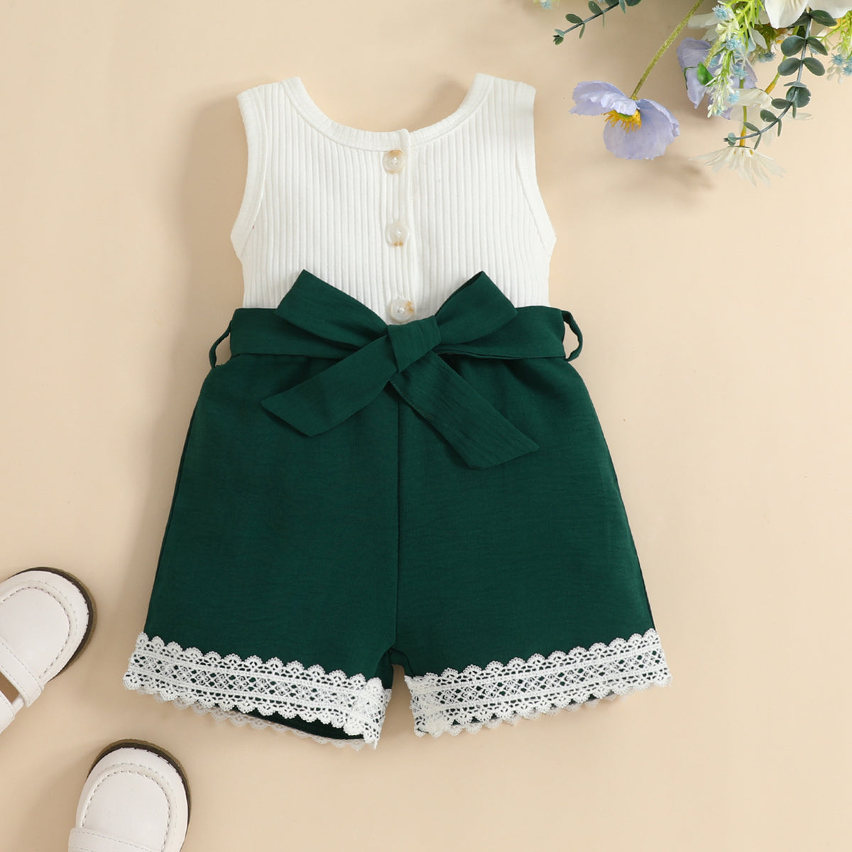 Baby Girls Solid Color Lace Rompers Wholesale 230224149