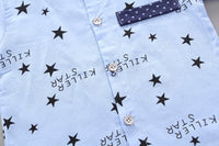 Load image into Gallery viewer, 2 Pieces Set Baby Kid Boys Letters Galaxy Print Shirts And Solid Color Shorts Wholesale 23022415
