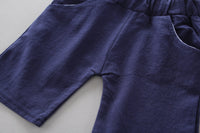 Load image into Gallery viewer, 2 Pieces Set Baby Kid Boys Letters Galaxy Print Shirts And Solid Color Shorts Wholesale 23022415
