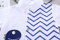 Load image into Gallery viewer, 2 Pieces Set Baby Kid Boys Dinosaur Print Shirts And Solid Color Shorts Wholesale 23022416
