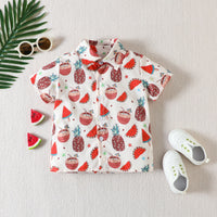 Load image into Gallery viewer, 2 Pieces Set Baby Kid Boys Tropical Print Shirts And Solid Color Shorts Wholesale 230224183
