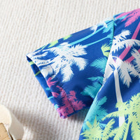 Load image into Gallery viewer, 2 Pieces Set Baby Kid Boys Tropical Print Shirts And Solid Color Shorts Wholesale 230224183
