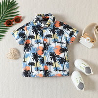 Load image into Gallery viewer, 2 Pieces Set Baby Kid Boys Tropical Print Shirts And Solid Color Shorts Wholesale 230224183

