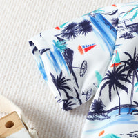 Load image into Gallery viewer, 2 Pieces Set Baby Kid Boys Tropical Print Shirts And Solid Color Shorts Wholesale 230224183
