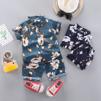 Load image into Gallery viewer, 2 Pieces Set Baby Kid Boys Flower Print Shirts And Shorts Wholesale 23022419
