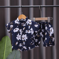 Load image into Gallery viewer, 2 Pieces Set Baby Kid Boys Flower Print Shirts And Shorts Wholesale 23022419
