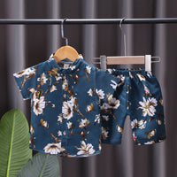 Load image into Gallery viewer, 2 Pieces Set Baby Kid Boys Flower Print Shirts And Shorts Wholesale 23022419
