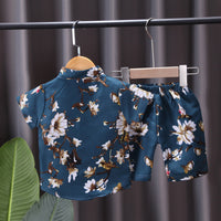 Load image into Gallery viewer, 2 Pieces Set Baby Kid Boys Flower Print Shirts And Shorts Wholesale 23022419
