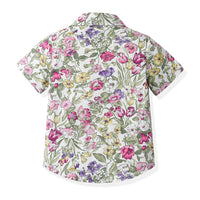 Load image into Gallery viewer, 3 Pieces Set Baby Kid Boys Solid Color T-Shirts Flower Print Shirts And Shorts Wholesale 230224193
