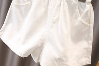 Load image into Gallery viewer, 2 Pieces Set Baby Kid Girls Checked Shirts And Solid Color Shorts Wholesale 23022420
