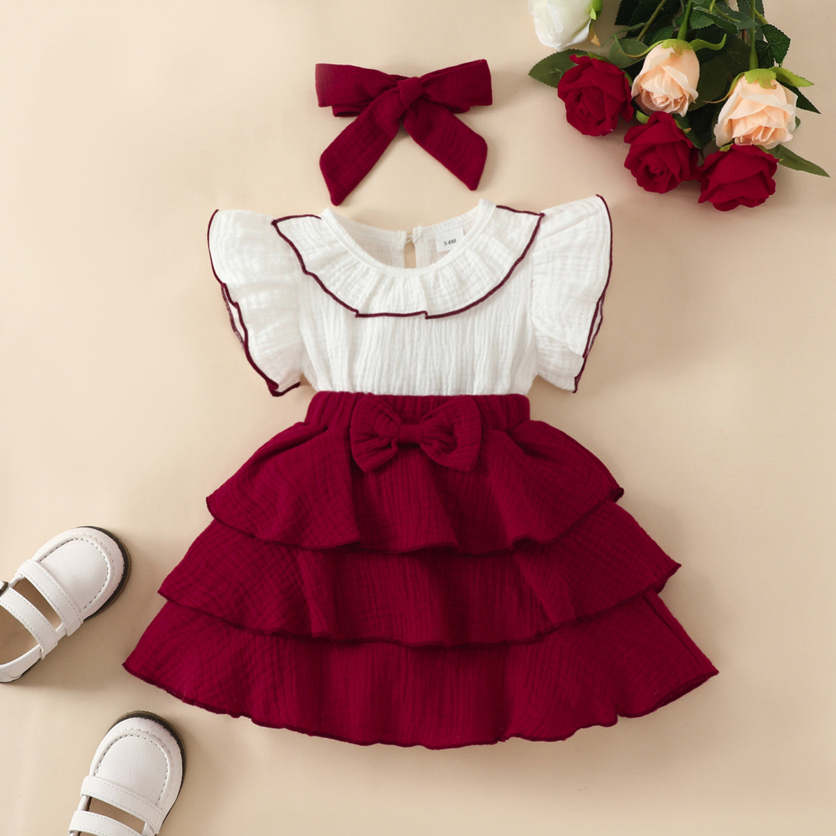 Baby Girls Color-blocking Bow Dresses Wholesale 230224203