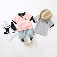 Load image into Gallery viewer, 2 Pieces Set Baby Kid Boys Cartoon Embroidered Polo Shirts And Solid Color Shorts Wholesale 23022423
